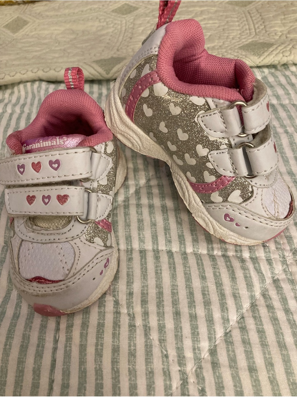 GARANIMALS Chunky Pink w Sparkle Double Velcro Strap Sz 2